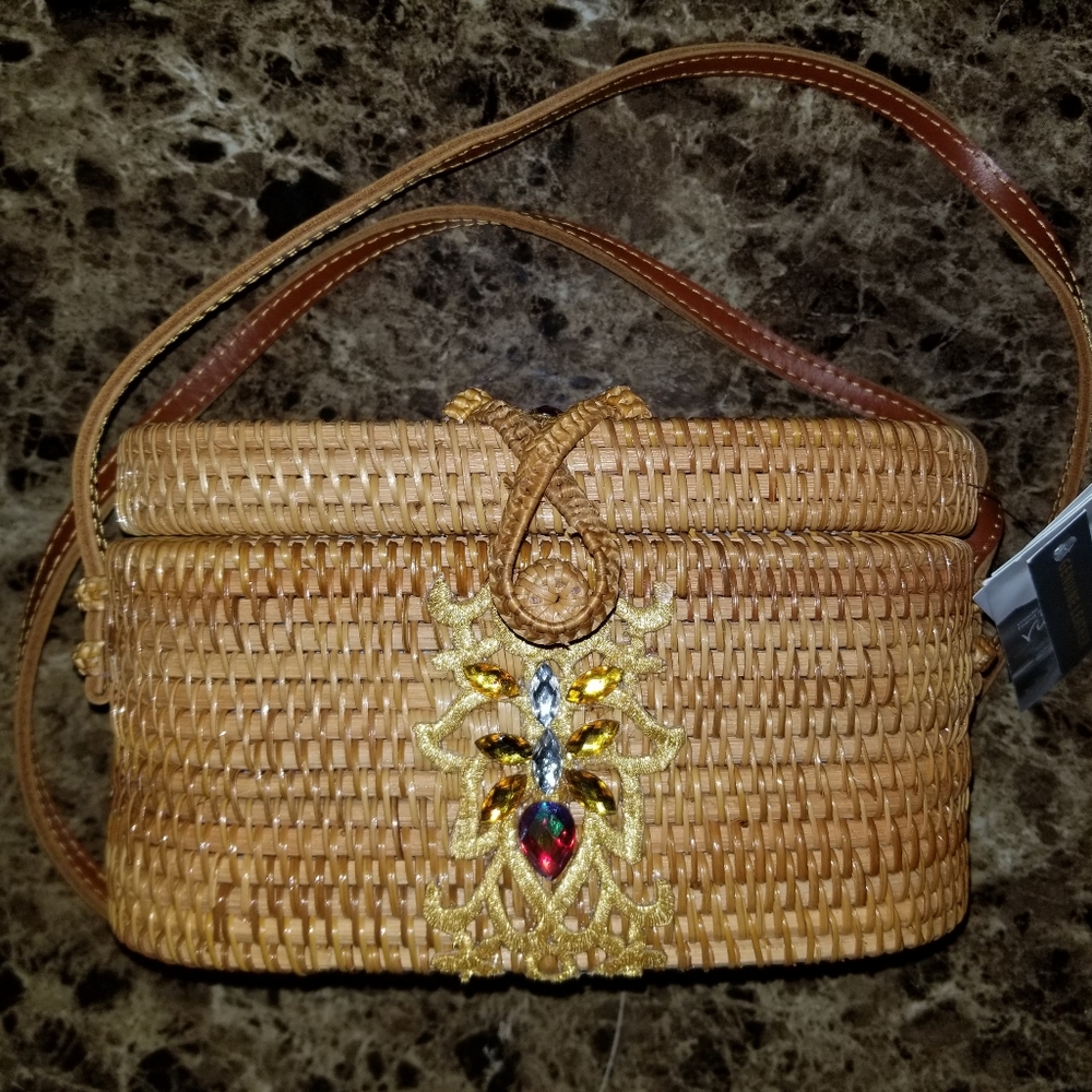 Hand woven cross body bag